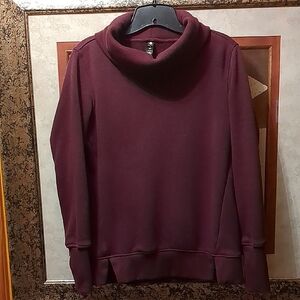 90 Degree By Reflex Burgundy Turtleneck Sweater Cozy Minimalist Design